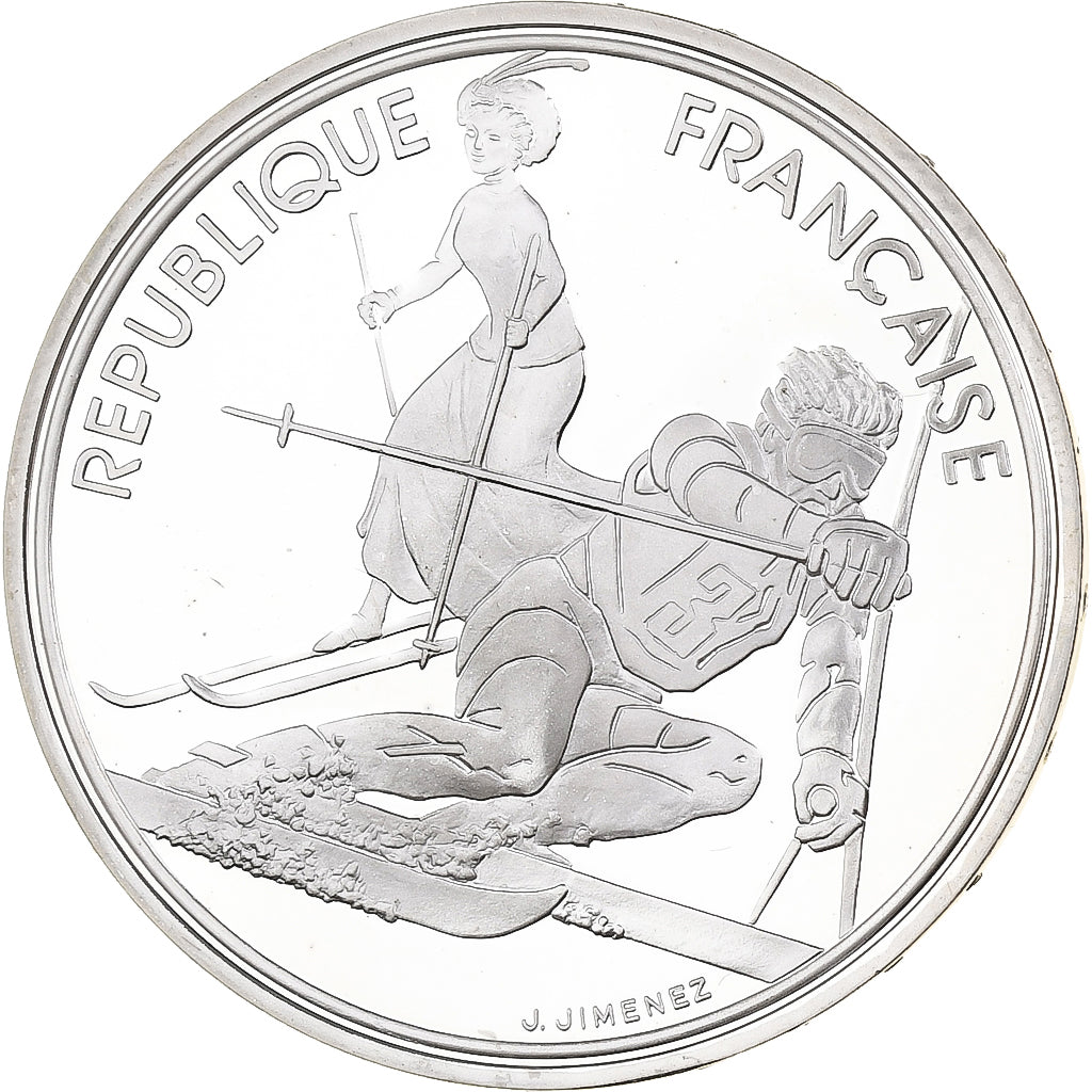 Francia, 100 Francs, 1992 Olympics, Albertville, Slalom Skiing, 1990, MDP