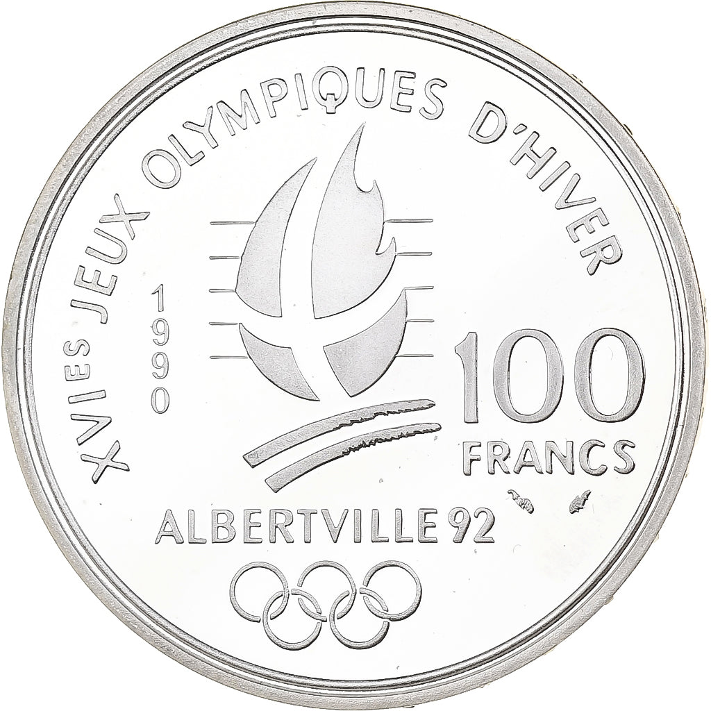 Francia, 100 Francs, 1992 Olympics, Albertville, Slalom Skiing, 1990, MDP