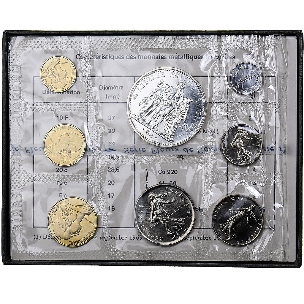 France, Coffret 1 c. à 10 frs., 1973, MDP, MS(65-70)