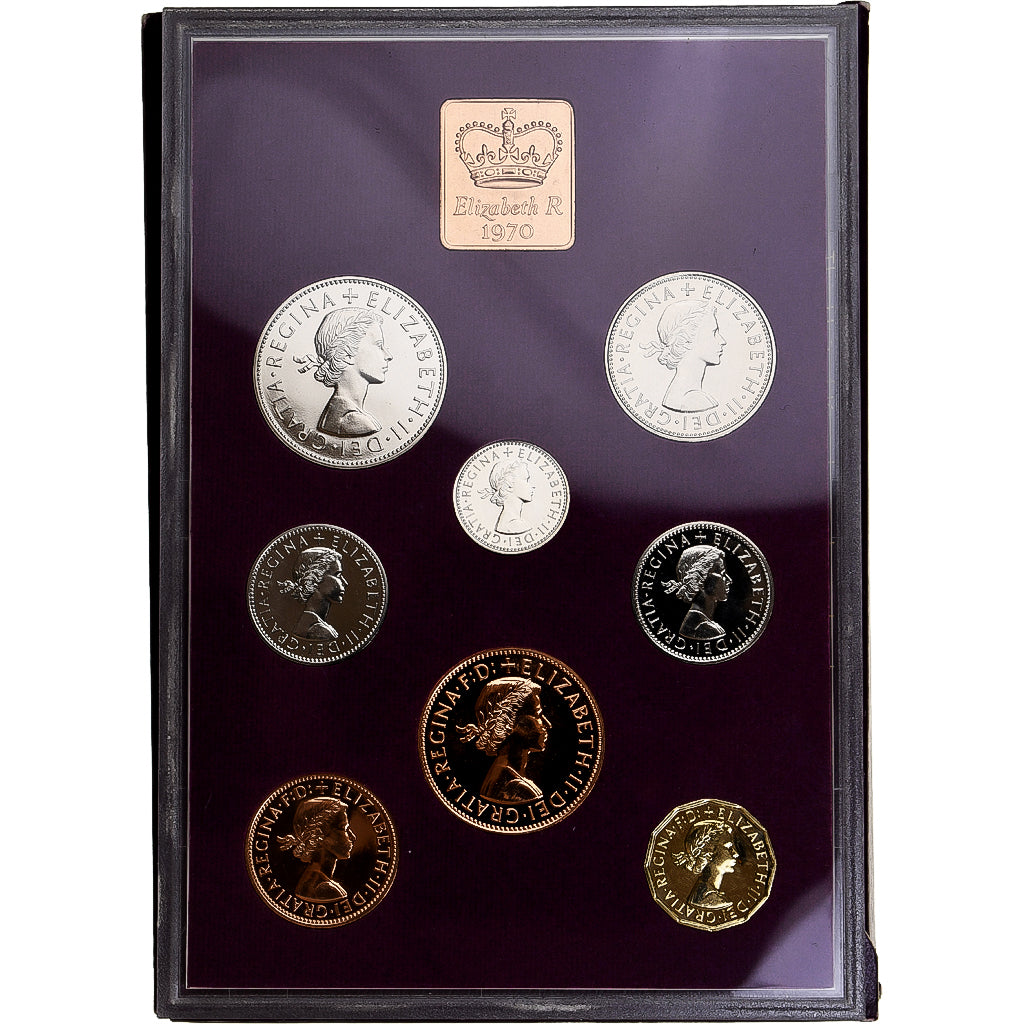 Grã-Bretanha, Elizabeth II, Set 1/2 Penny to 1/2 Crown + Token, 1970, British