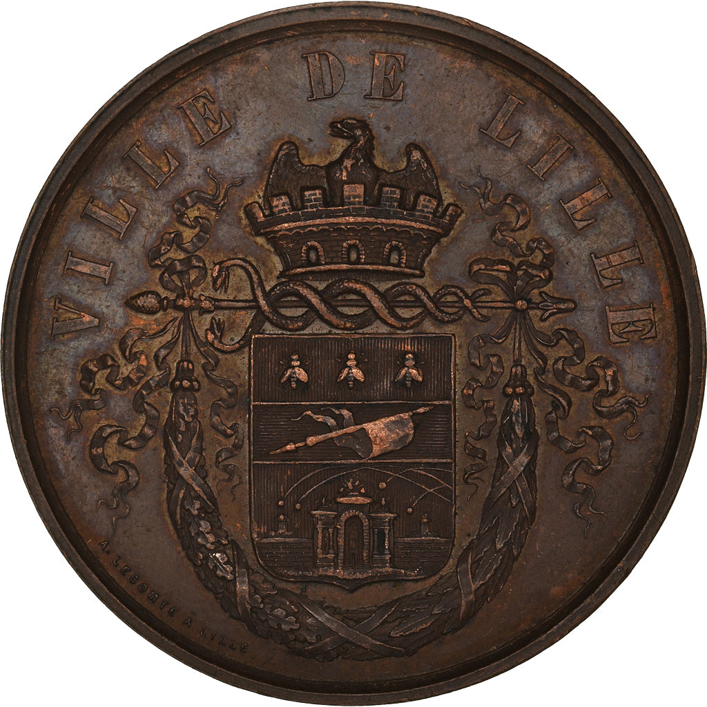 France, Medal, Fête Communale, Arts & Culture, 1862, Lecomte, Ville de Lille