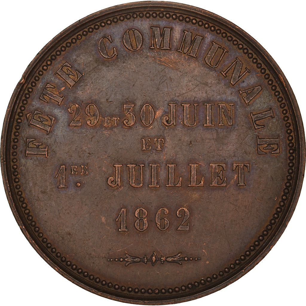 France, Medal, Fête Communale, Arts & Culture, 1862, Lecomte, Ville de Lille