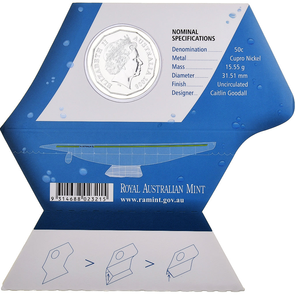 Australien, Elizabeth II, 50 Cents, Australia II, 2008, Canberra, BU