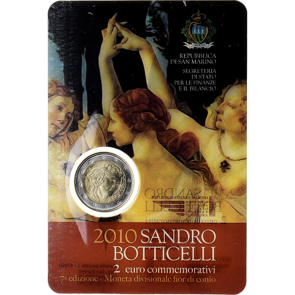 San Marino, 2 Euro, Sandro Botticelli, 2010, Rome, Bimetálico, FDC