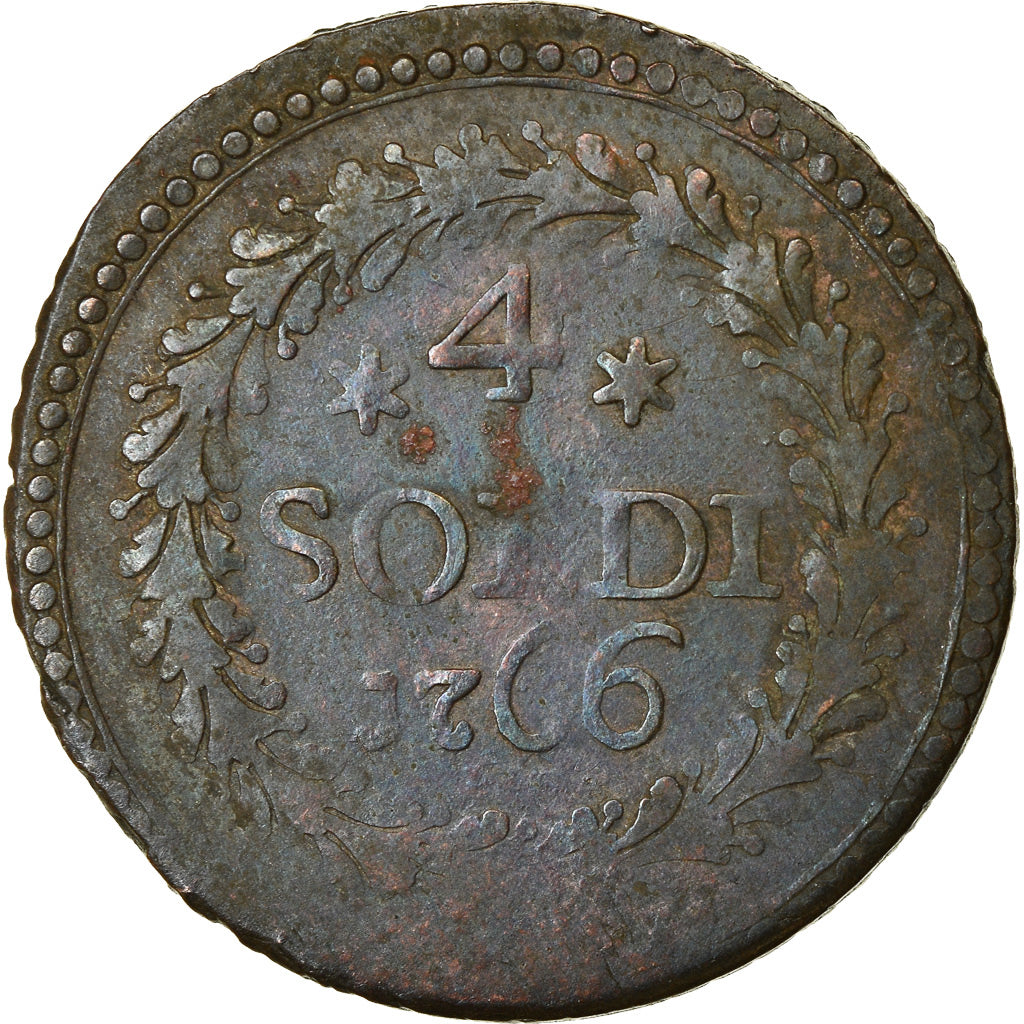 Munten, Italiaanse staten, CORSICA, General Pasquale Paoli, 4 Soldi, 1766