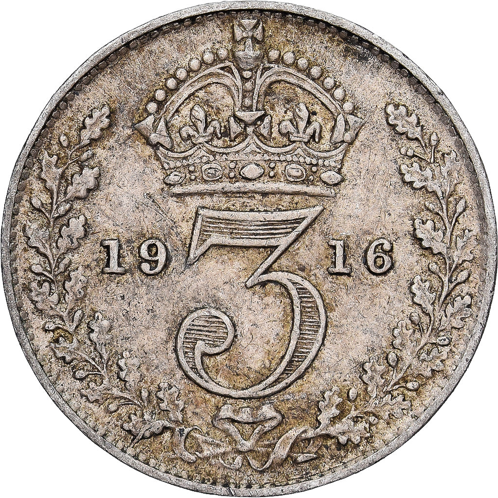 Coin, Great Britain, George V, 3 Pence, 1916, British Royal Mint, EF(40-45)