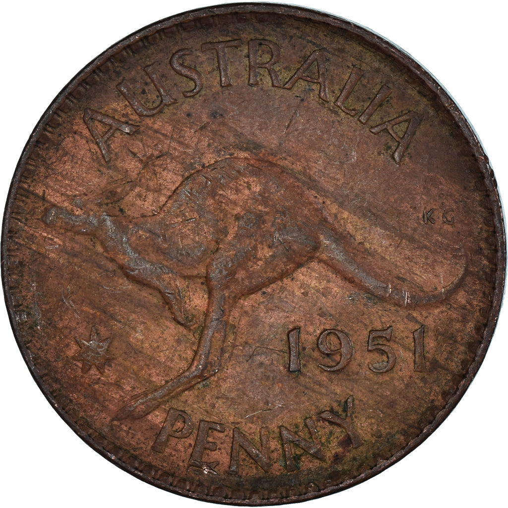 Coin, Australia, Penny, 1951