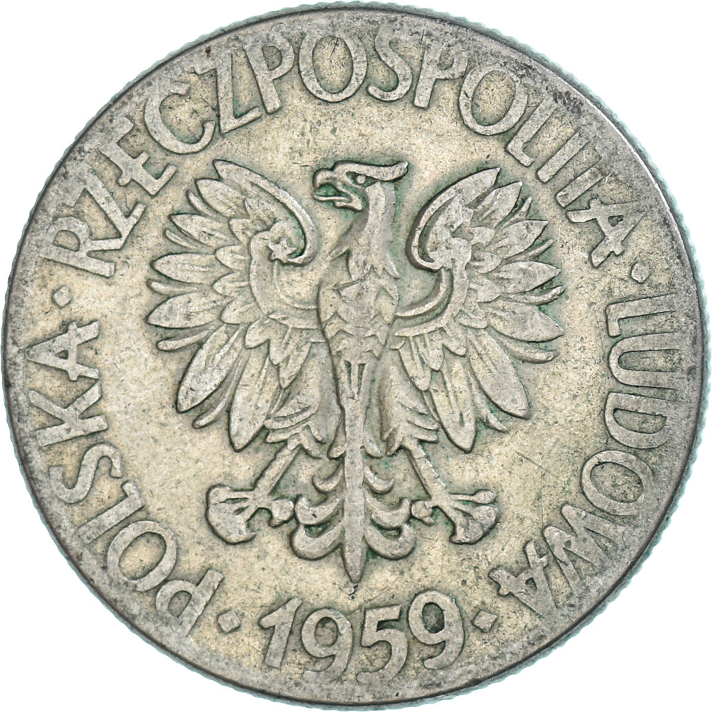 Moeda, Polónia, 10 Zlotych, 1959, Warsaw, VF(30-35), Cobre-níquel, KM:50