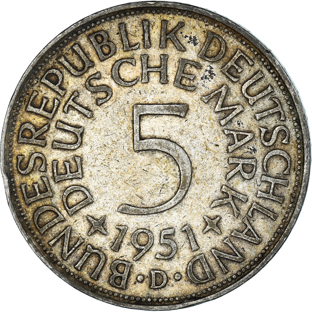 Monnaie, Allemagne, 5 Mark, 1951