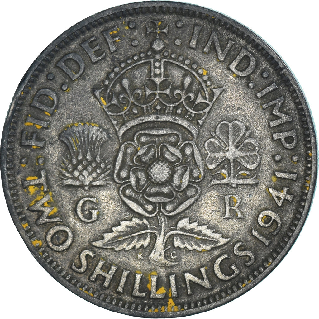 Monnaie, Grande-Bretagne, George VI, Two Shillings, 1941, TTB, Argent, KM:855