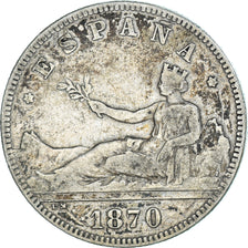 Coin, Spain, Provisional Government, 2 Pesetas, 1870, Madrid, VF(30-35), Silver