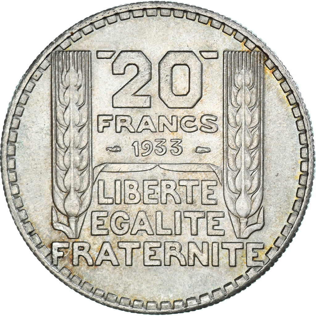 Moeda, França, Turin, 20 Francs, 1933, Paris, AU(55-58), Prata, KM:879
