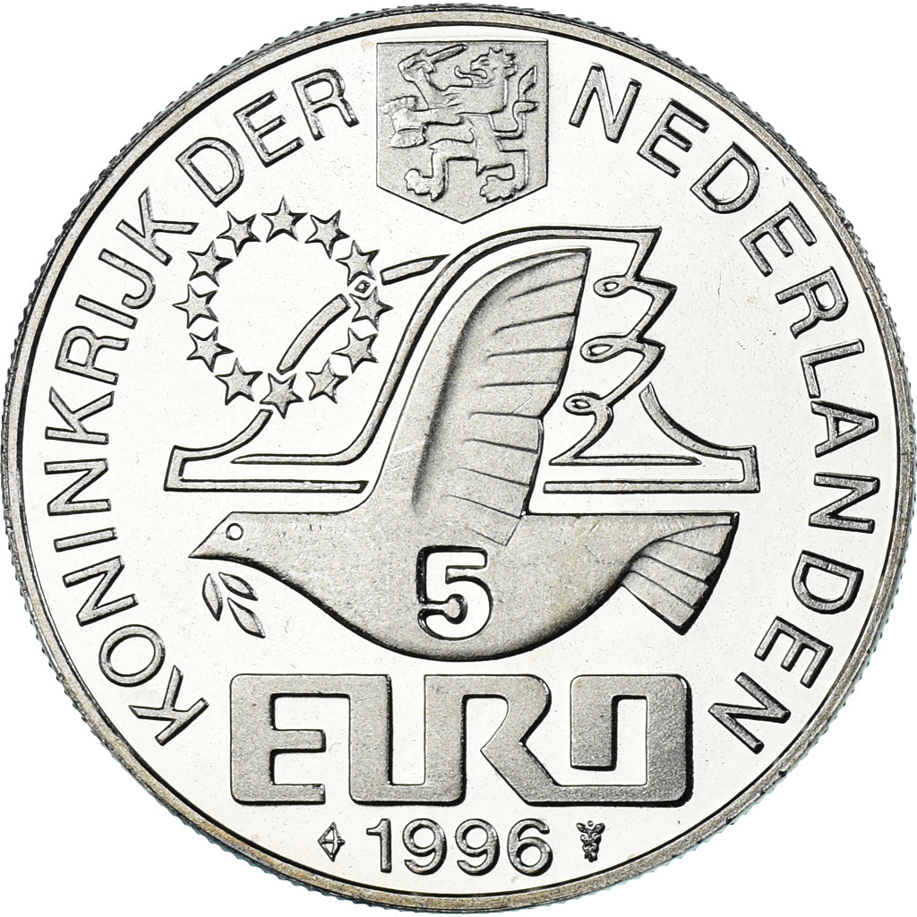 Niederlande, 5 Euro, 1996, Utrecht, STGL, Kupfer-Nickel, KM:126