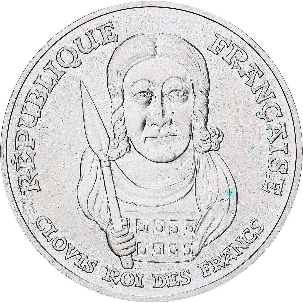 Munten, Frankrijk, Clovis, 100 Francs, 1996, UNC-, Zilver, KM:1180, Gadoury:953