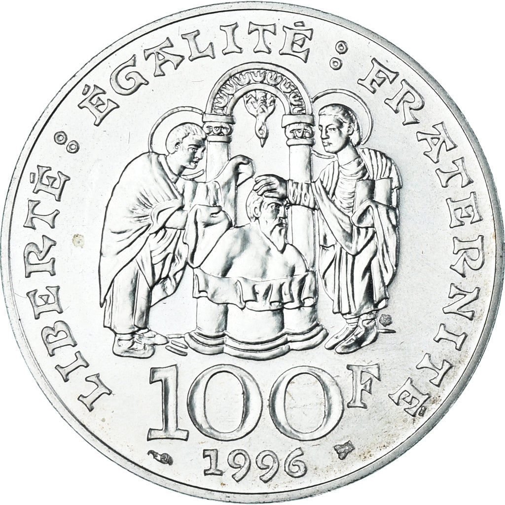 Coin, France, Clovis, 100 Francs, 1996, MS(63), Silver, KM:1180, Gadoury:953