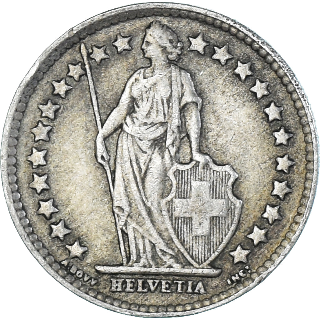 Moneta, Szwajcaria, 1/2 Franc, 1943, Bern, AU(50-53), Srebro, KM:23