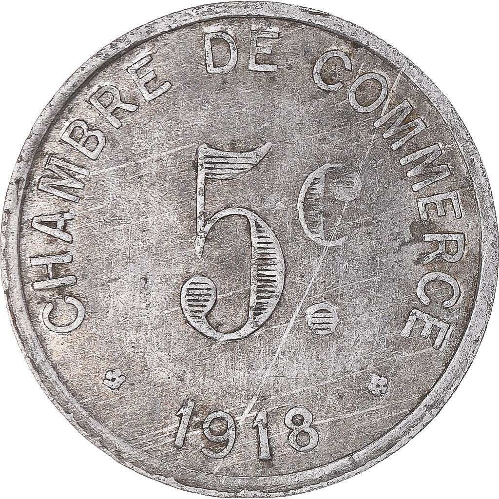 Moneta, Francja, Chambre de commerce, 5 Centimes, 1918, AU(50-53), Aluminium