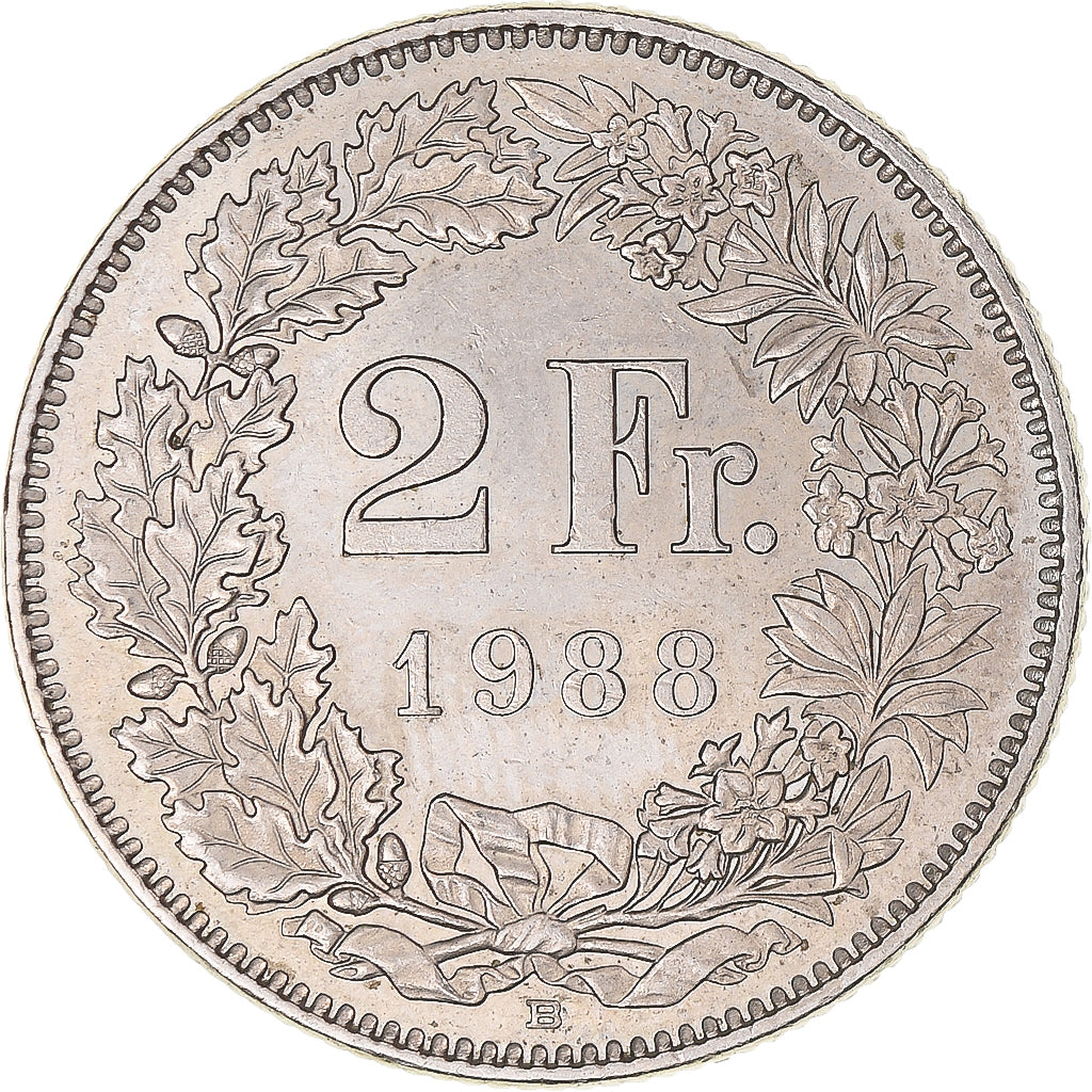 Moneta, Svizzera, 2 Francs, 1988, Bern, SPL+, Rame-nichel, KM:21a.3