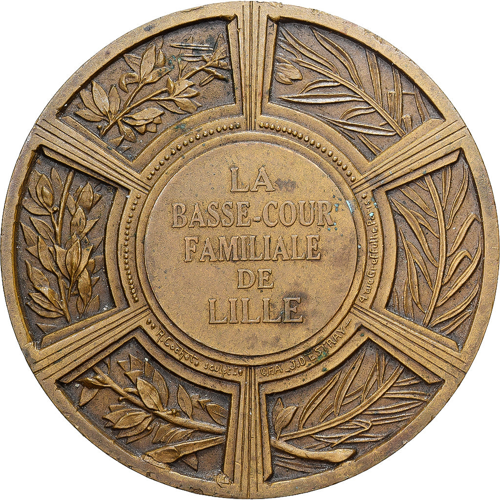 Francja, medal, Rolnictwo i ogrodnictwo, Femme de face jouant avec des pigeons