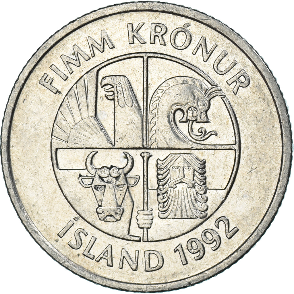 Monnaie, Islande, 5 Kronur, 1992