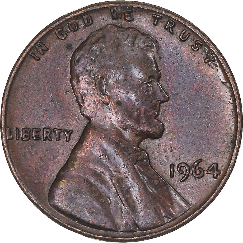 Moneta, Stati Uniti, Lincoln Cent, Cent, 1964, Philadelphia, MB+, Ottone, KM:201