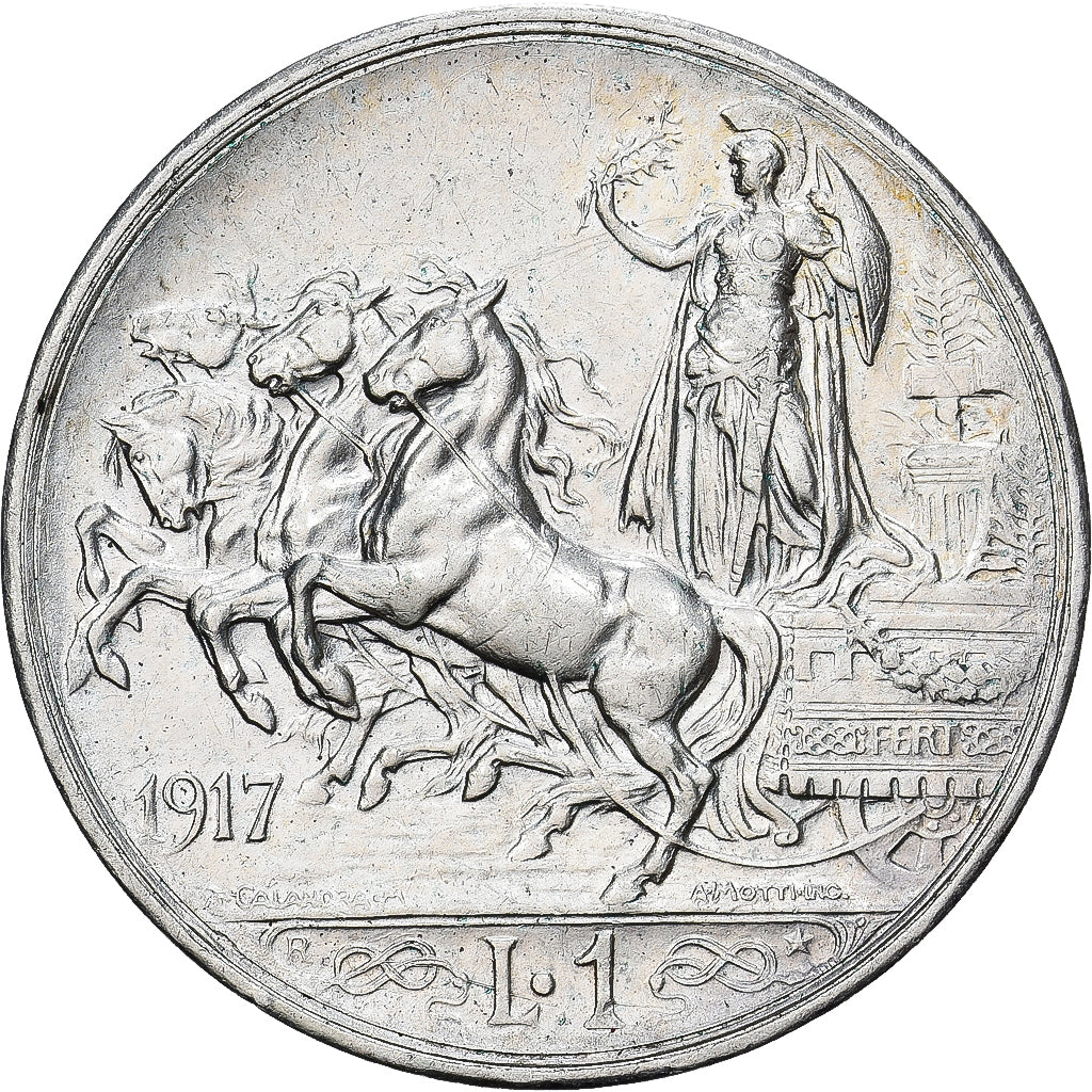 Moneta, Włochy, Vittorio Emanuele III, Lira, 1917, Rome, AU(55-58), Srebro