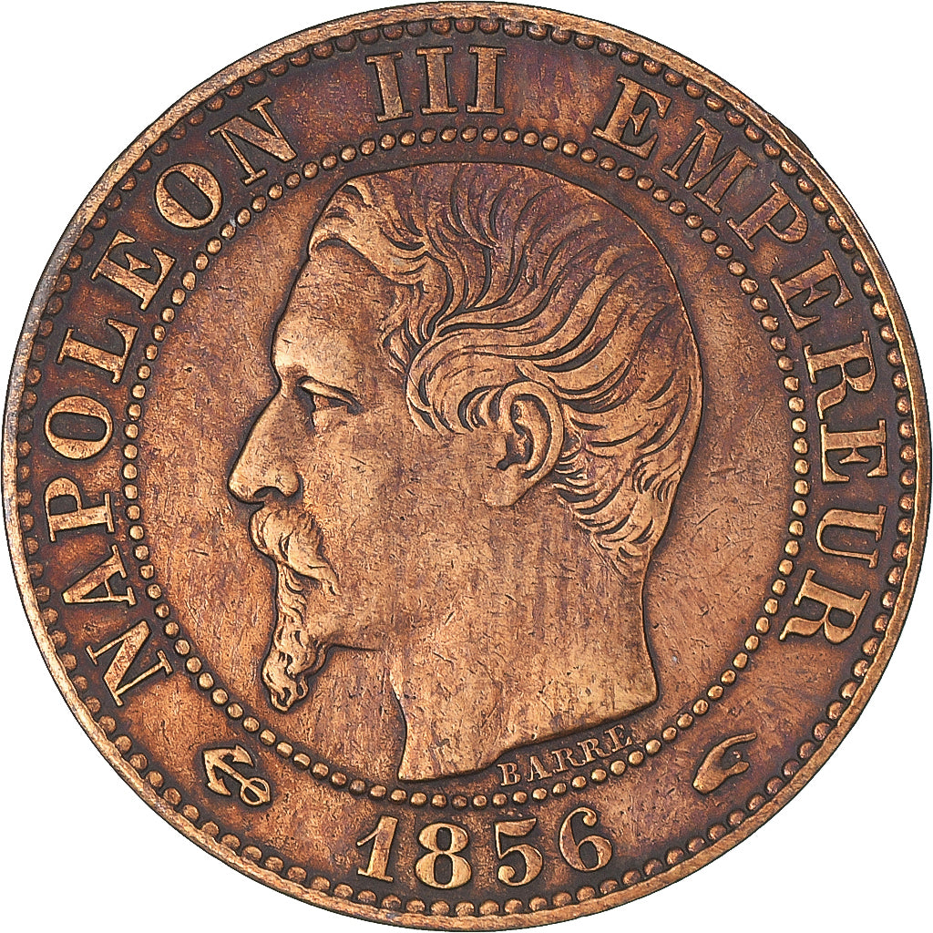 Coin, France, Napoleon III, 5 Centimes, 1856, Paris, AU(55-58), Bronze