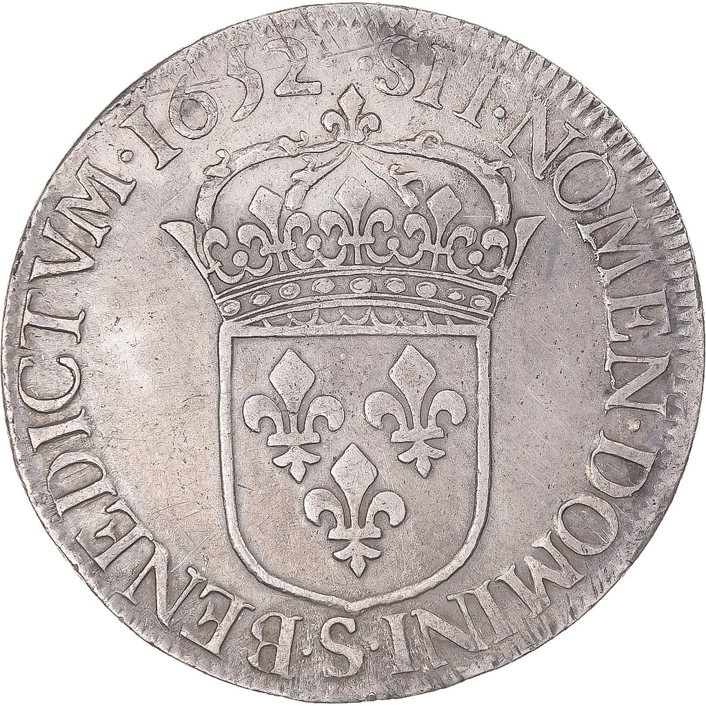 Coin, France, Louis XIV, Écu à la mèche longue, Ecu, 1652, Troyes, VF(30-35)