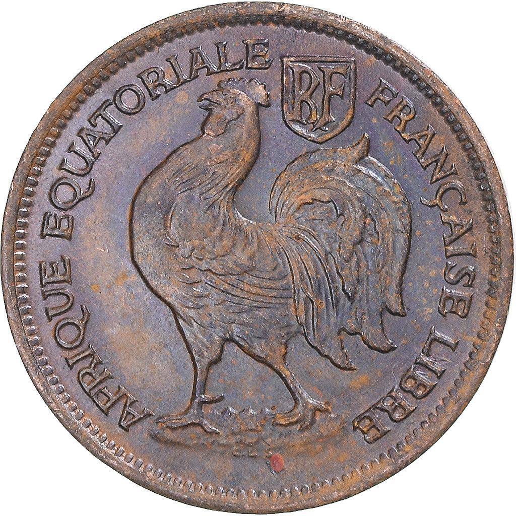 Coin, French Equatorial Africa, 50 Centimes, 1943, Pretoria, MS(60-62), Bronze