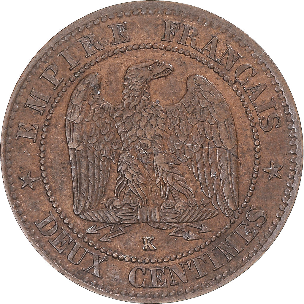 Coin, France, Napoleon III, 2 Centimes, 1862, Bordeaux, MS(60-62), Bronze