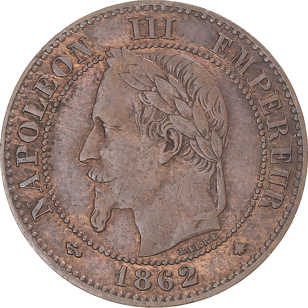 Coin, France, Napoleon III, 2 Centimes, 1862, Paris, AU(50-53), Bronze