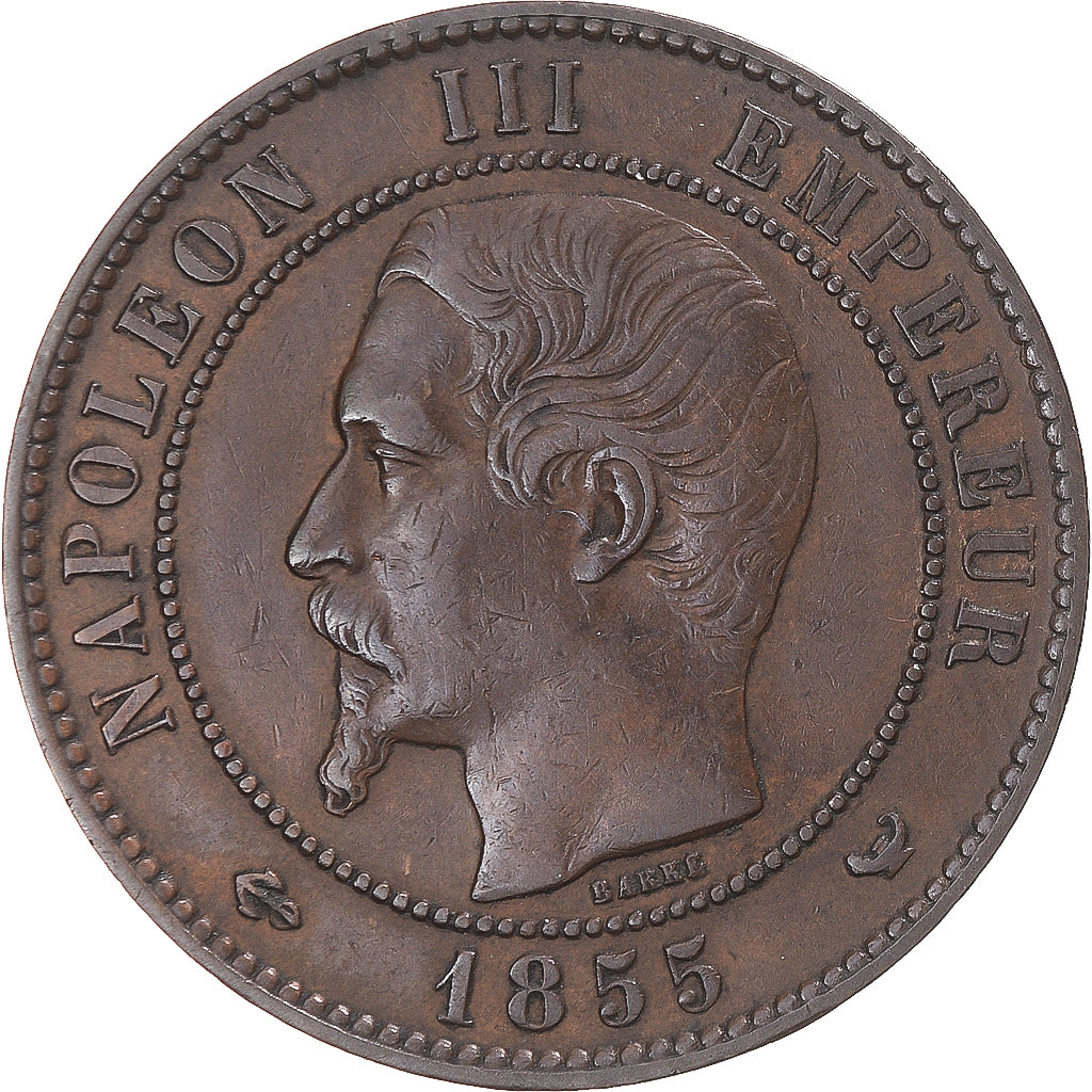 Moeda, França, Napoleon III, 10 Centimes, 1855, Lille, EF(40-45), Bronze