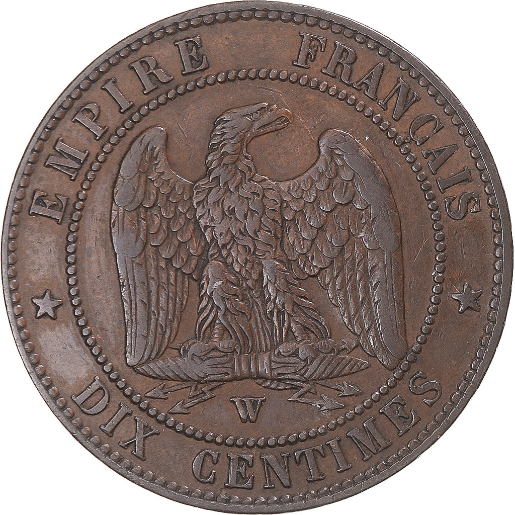 Moeda, França, Napoleon III, 10 Centimes, 1855, Lille, EF(40-45), Bronze