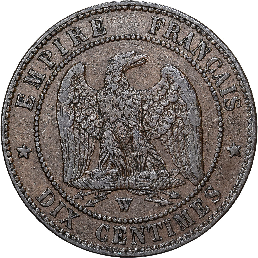 Moneta, Francja, Napoleon III, 10 Centimes, 1855, Lille, EF(40-45), Brązowy