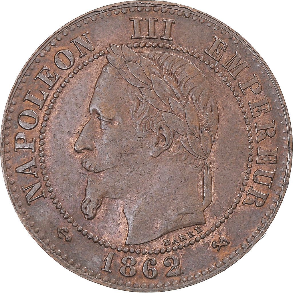 Coin, France, Napoleon III, 2 Centimes, 1862, Bordeaux, MS(60-62), Bronze