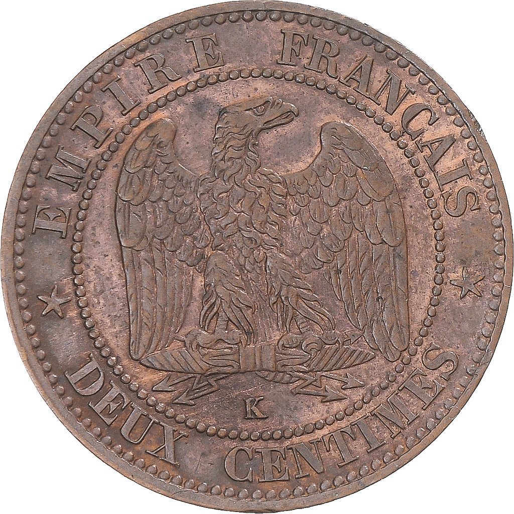 Coin, France, Napoleon III, 2 Centimes, 1862, Bordeaux, MS(60-62), Bronze