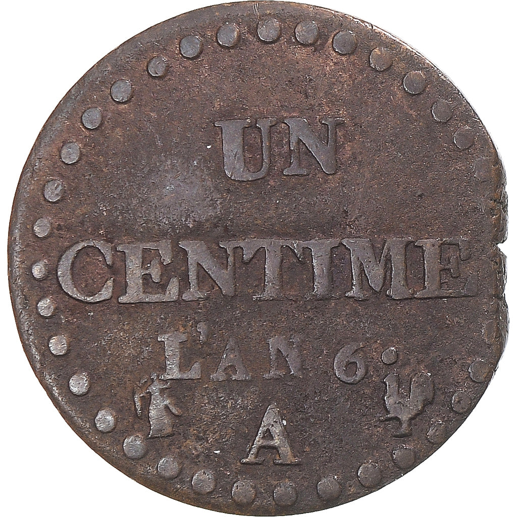 Moeda, França, Dupré, Centime, AN 6, Paris, F(12-15), Bronze, KM:646