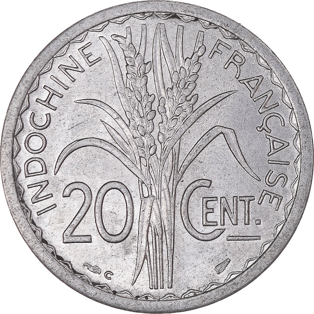 Coin, FRENCH INDO-CHINA, 20 Cents, 1945, Castelsarrasin, AU(50-53), Aluminum