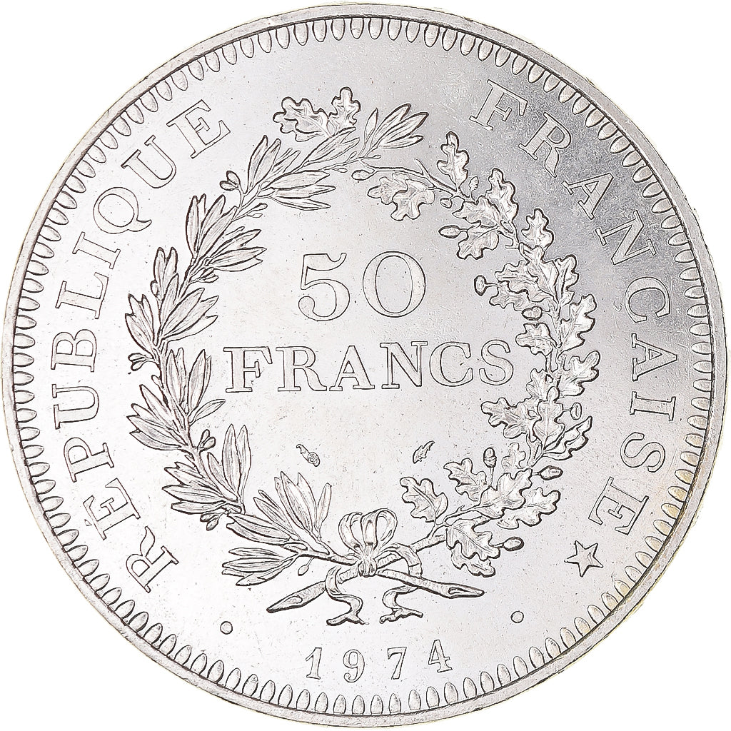 Coin, France, Hercule, 50 Francs, 1974, Paris, MS(63), Silver, KM:941.1