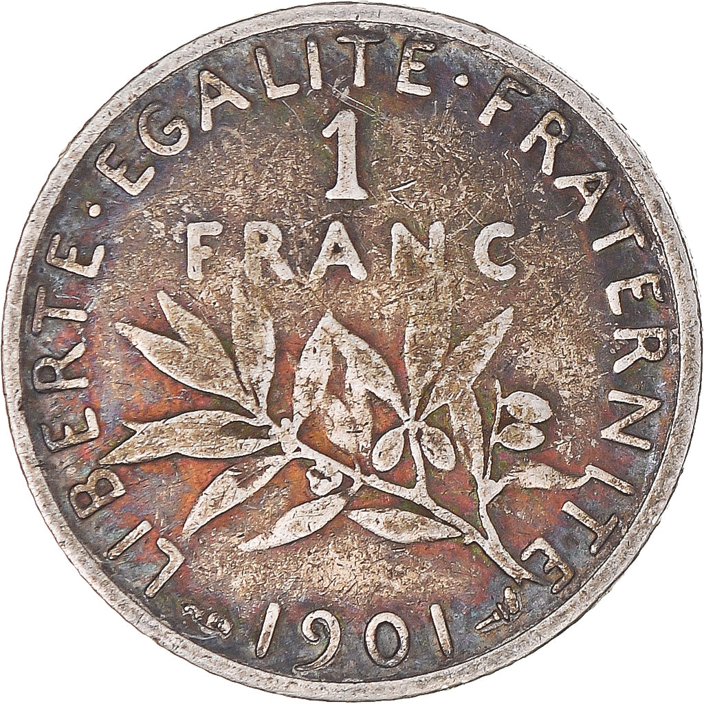 Moeda, França, Semeuse, Franc, 1901, Paris, VF(20-25), Prata, KM:844.1