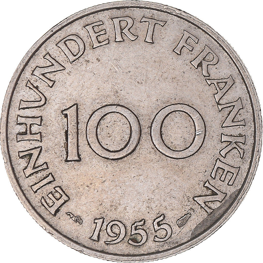 Munten, SAARLAND, 100 Franken, 1955, Paris, ZF+, Cupro-nikkel, KM:4