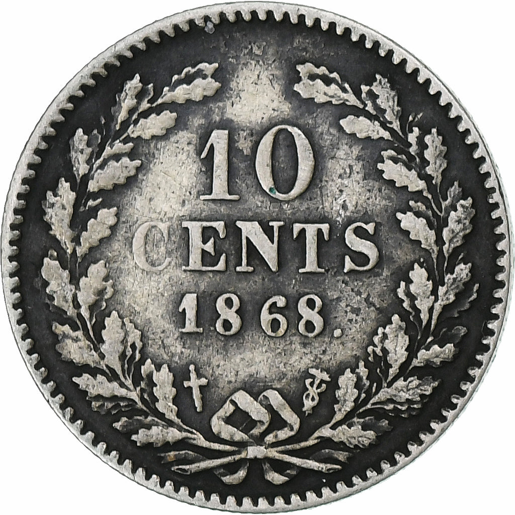 Coin, Netherlands, William III, 10 Cents, 1868, VF(30-35), Silver, KM:80