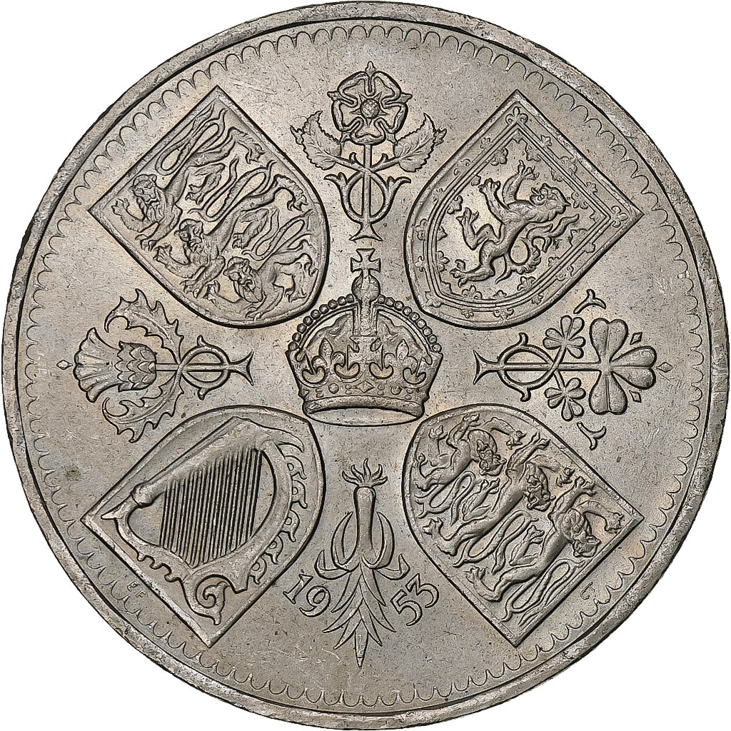 Coin, United Kingdom, Elizabeth II, 5 Shillings, 1953, British Royal Mint