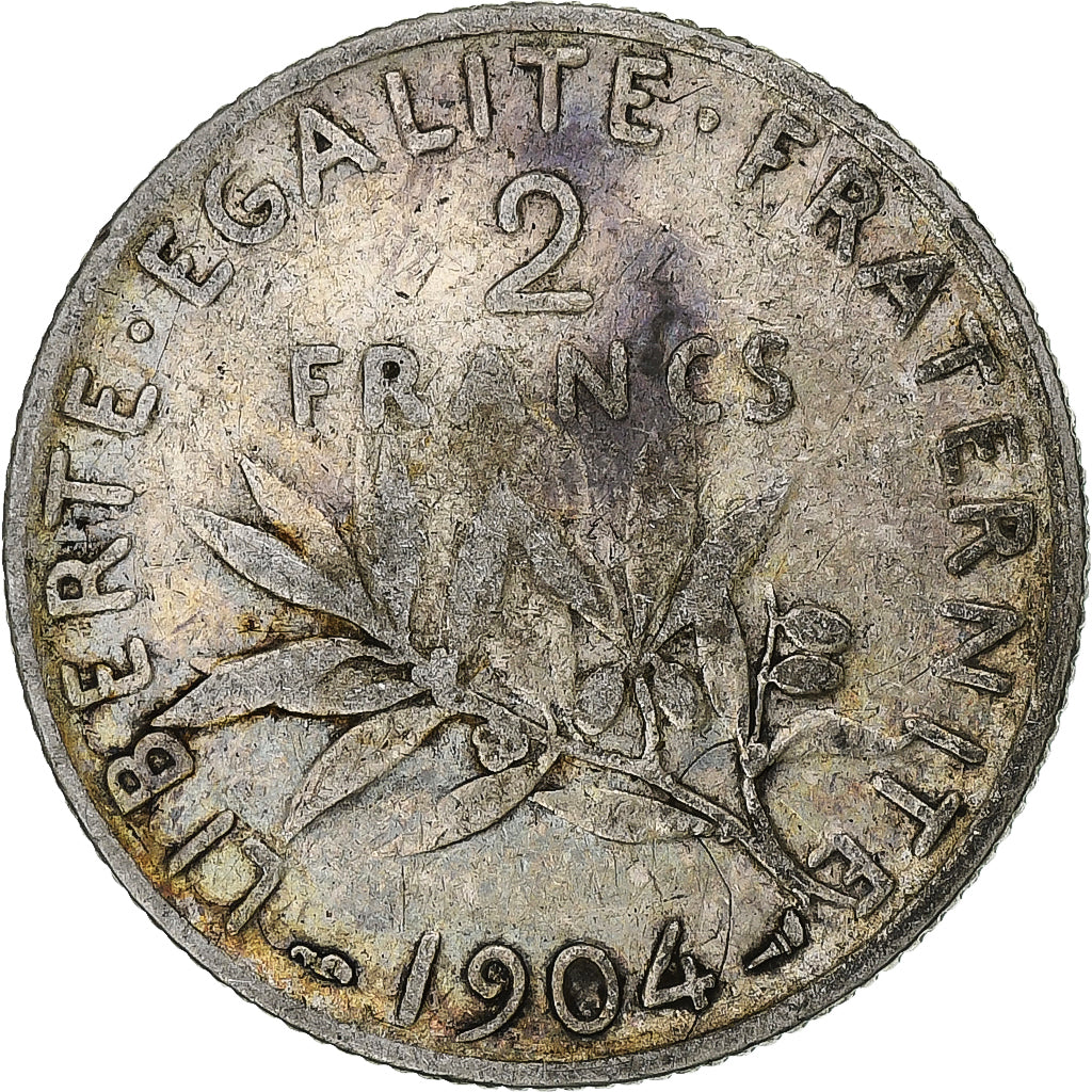 Francja, Semeuse, 2 Francs, 1904, Paris, VF(20-25), Srebro, KM:845.1