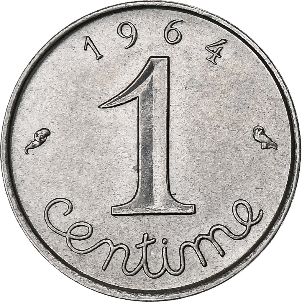 France, Épi, Centime, 1964, Paris, with break, AU(55-58), Stainless Steel