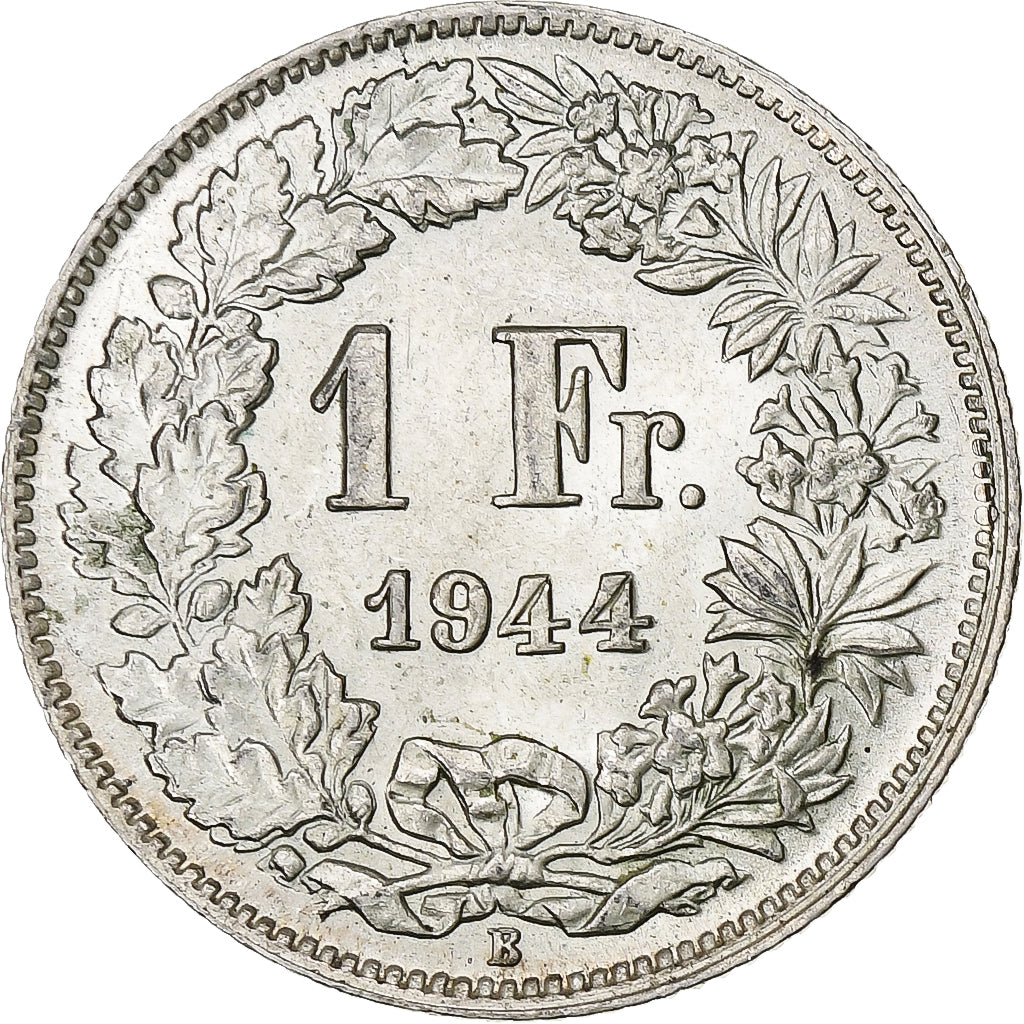 Switzerland, Franc, 1944, Bern, AU(55-58), Silver, KM:24