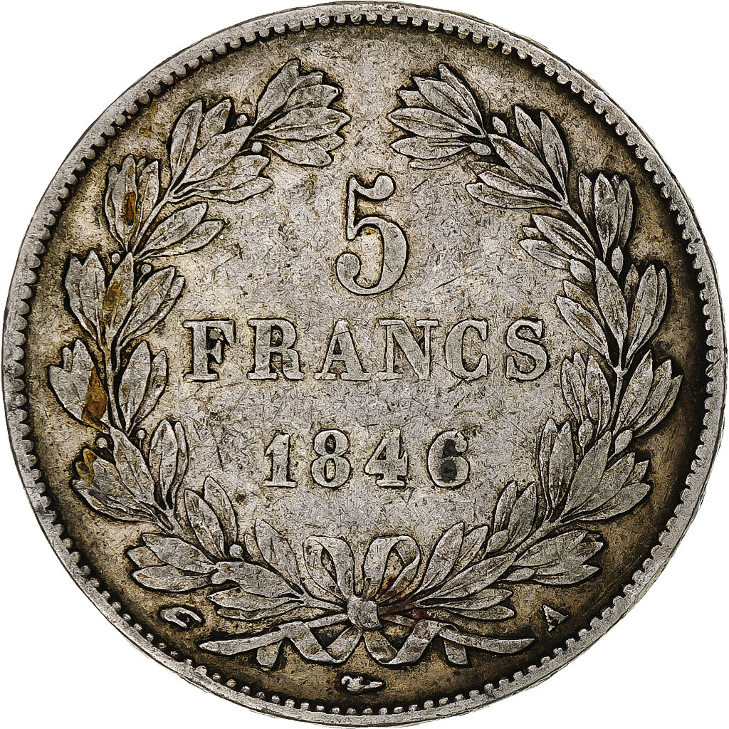 Francia, Louis-Philippe, 5 Francs, 1846, Paris, MB+, Argento, KM:749.1