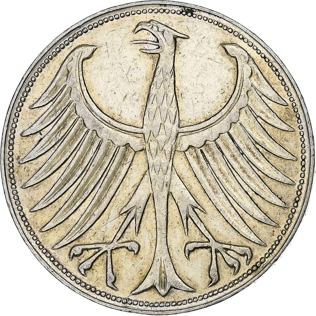 GERMANY - FEDERAL REPUBLIC, 5 Mark, 1951, Hamburg, EF(40-45), Silver, KM:112.1