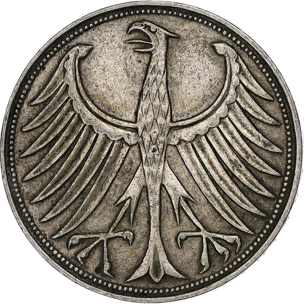 GERMANY - FEDERAL REPUBLIC, 5 Mark, 1951, Munich, EF(40-45), Silver, KM:112.1