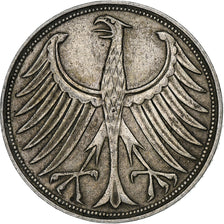 GERMANY - FEDERAL REPUBLIC, 5 Mark, 1951, Munich, EF(40-45), Silver, KM:112.1